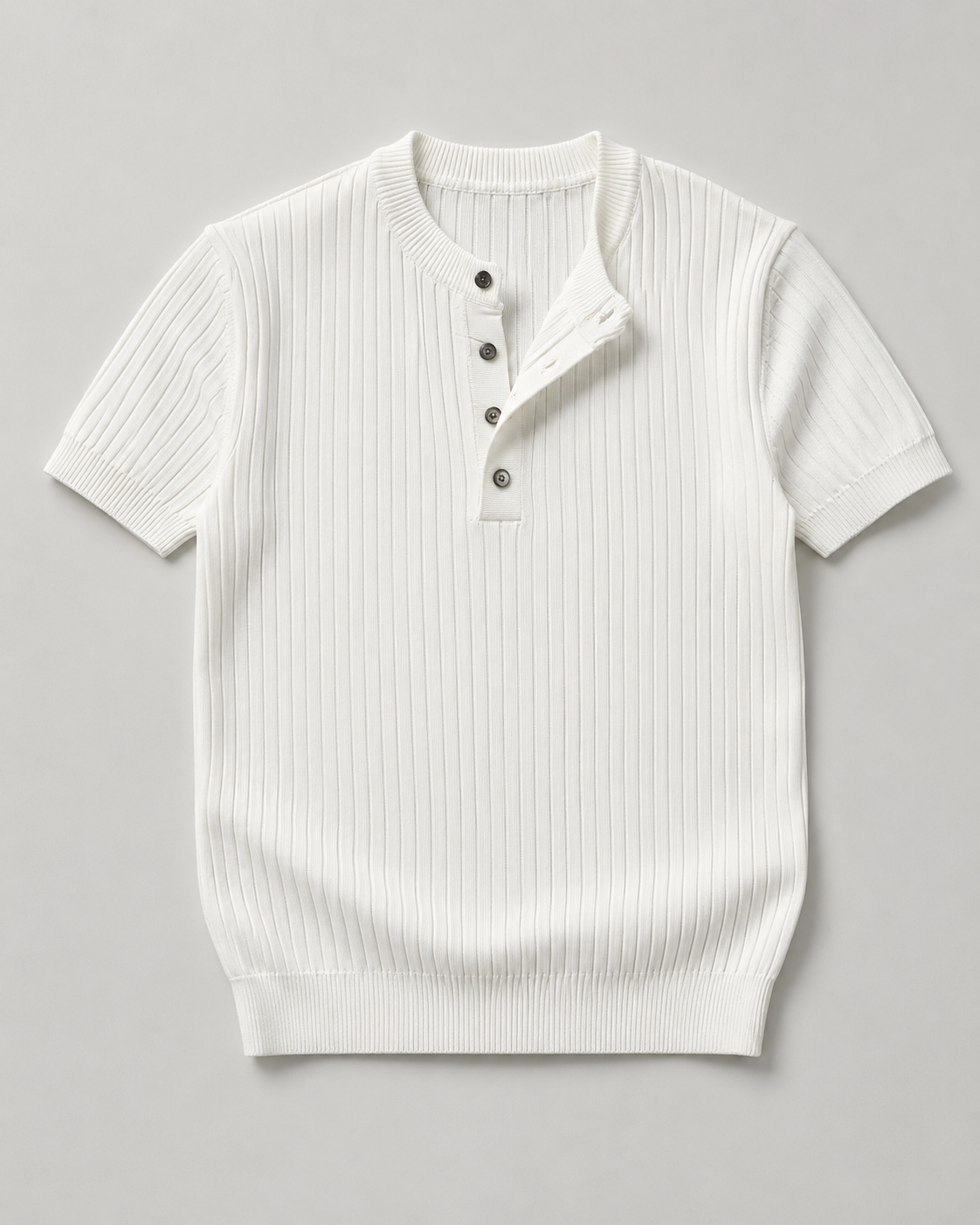 Geripptes Strick-Henley-Shirt