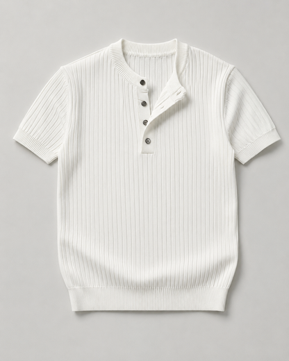 Geripptes Strick-Henley-Shirt