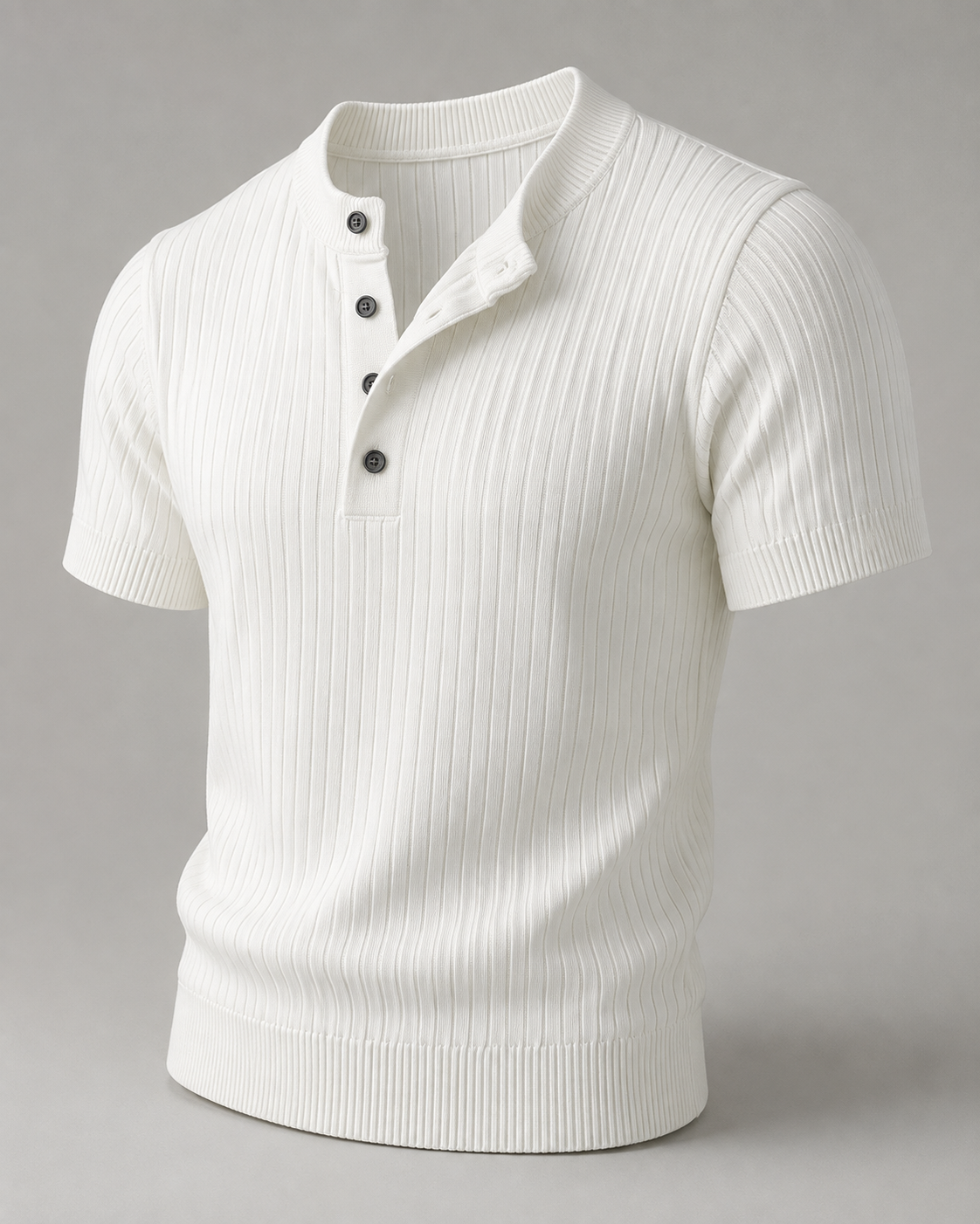 Geripptes Strick-Henley-Shirt