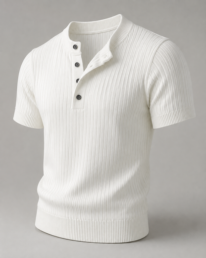Geripptes Strick-Henley-Shirt