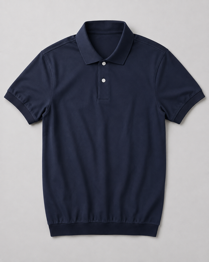 Klassisches Poloshirt mit Rippensaum
