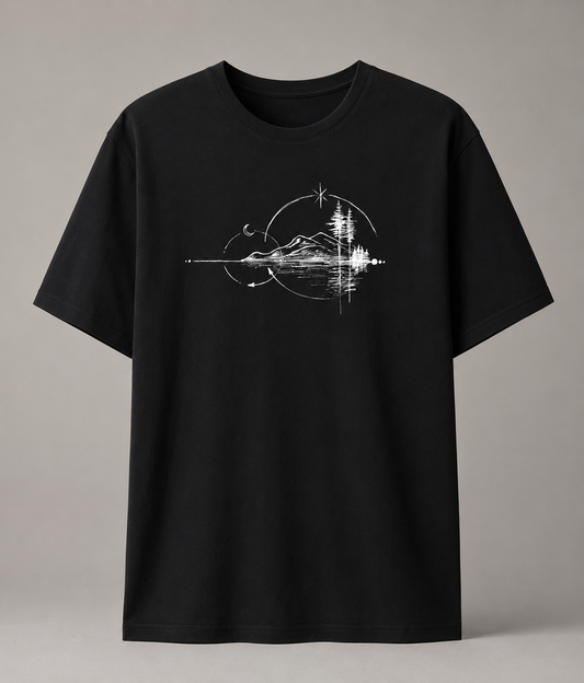T-Shirt mit Natur-Grafik – Minimalistisches Bergmotiv