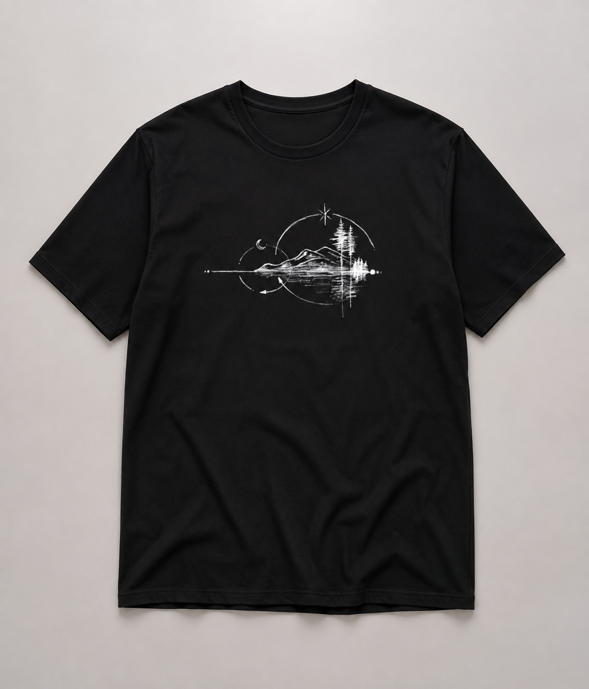 T-Shirt mit Natur-Grafik – Minimalistisches Bergmotiv