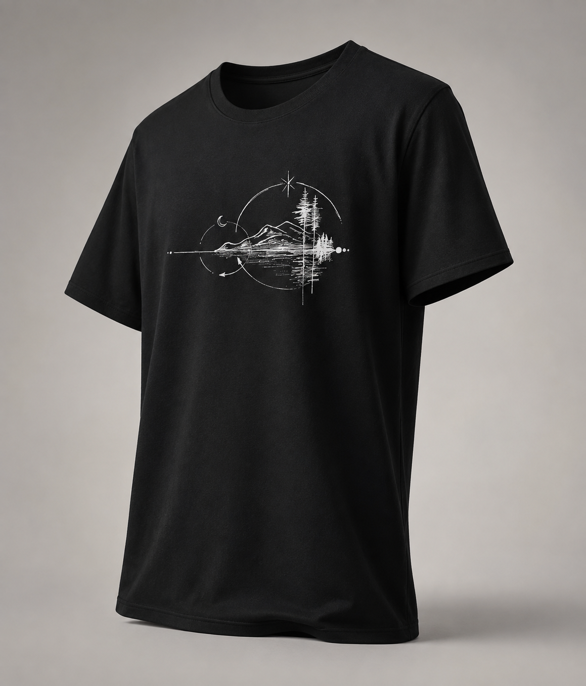 T-Shirt mit Natur-Grafik – Minimalistisches Bergmotiv