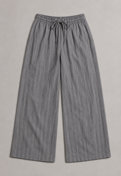 Lockere Weite-Bein-Hose mit Nadelstreifen