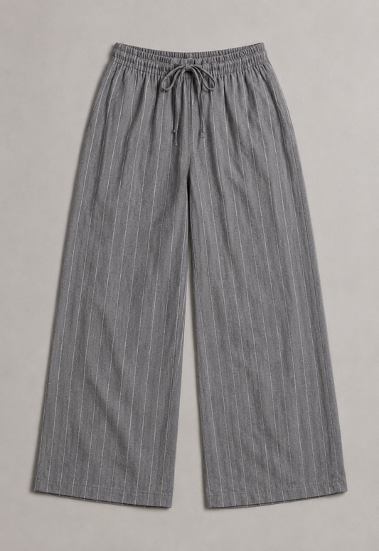 Lockere Weite-Bein-Hose mit Nadelstreifen