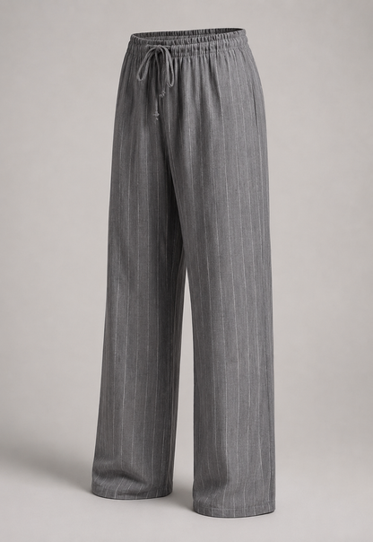 Lockere Weite-Bein-Hose mit Nadelstreifen